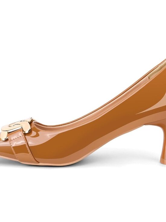 Women's Closed Square Toe Pumps Low Kitten Heel Fashion Metal  Fashion Metal - Picture 3 of 6